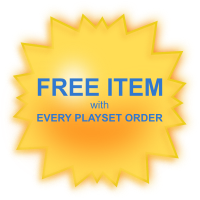 Adventure World Playsets Free Item with Every Playset Order link button | texasqualitybuildings.com