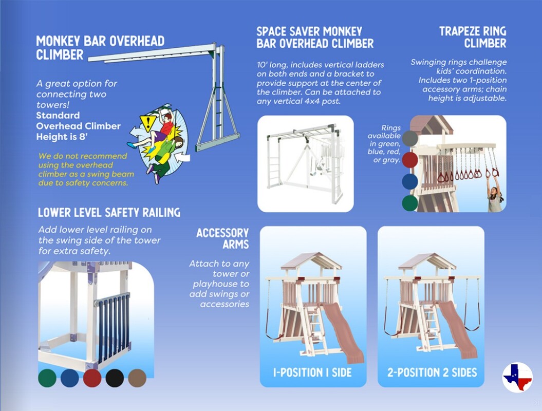 Adventure World Playsets Step 6: Choose Your Swing Beam | texasqualitybuildings.com
